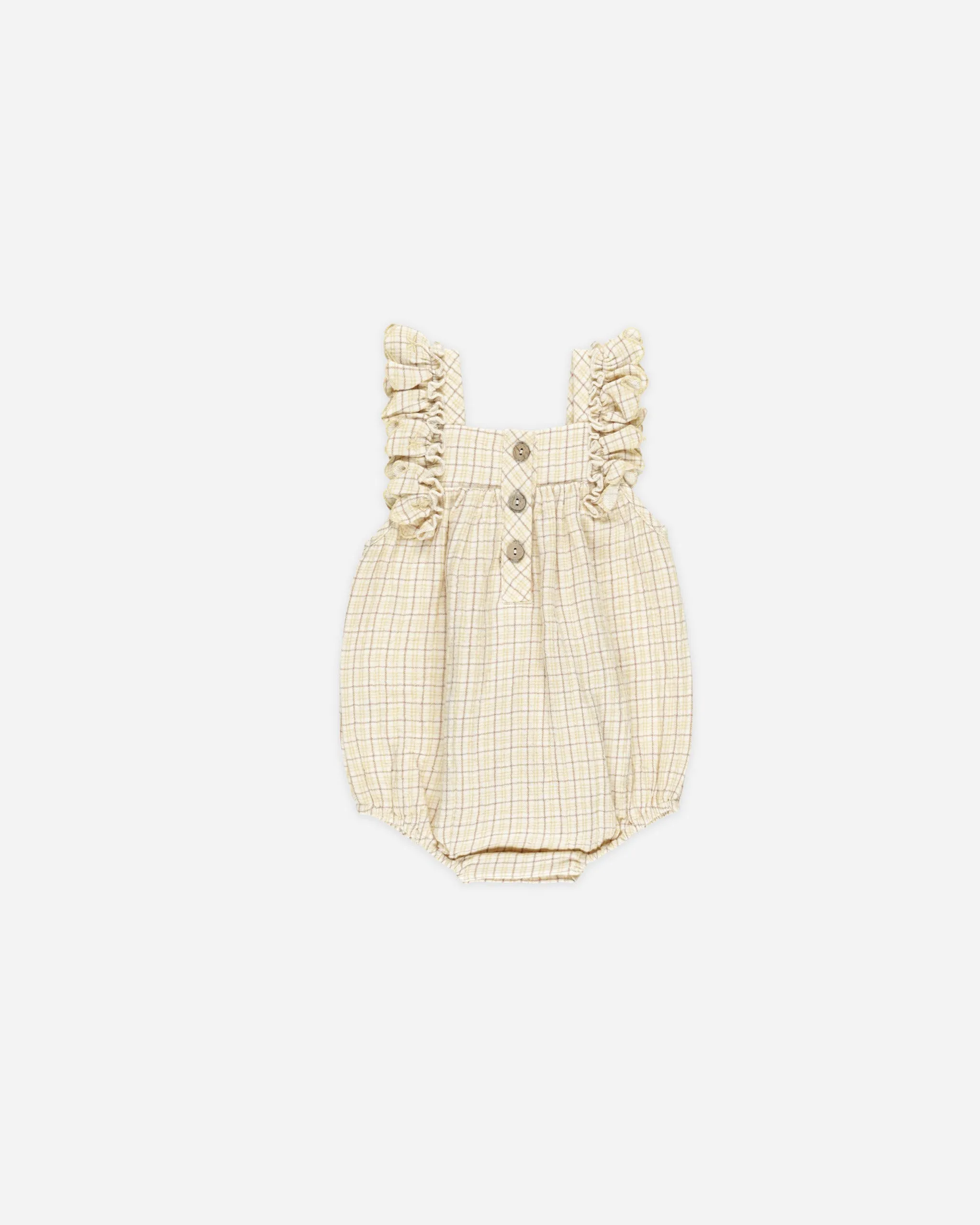 -Maya Romper || Yellow Plaid-