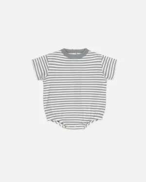 -Relaxed Bubble Romper || Blue Stripe-