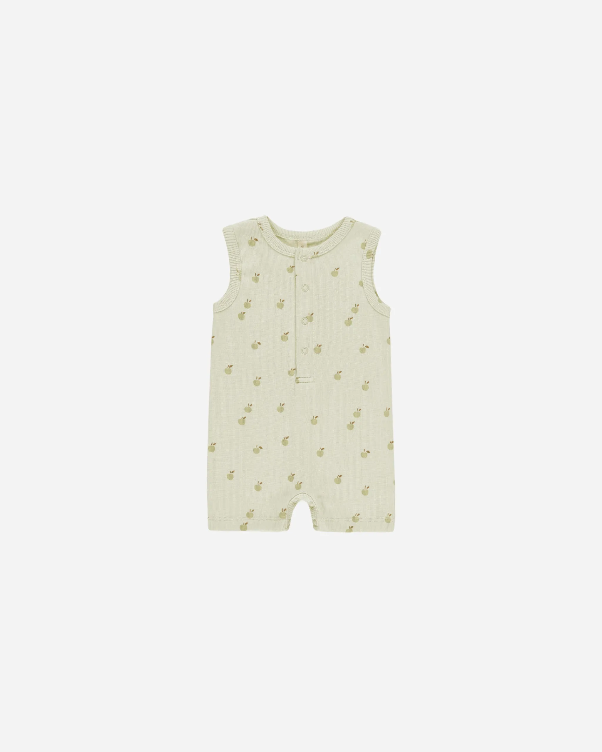 -Ribbed Henley Romper || Apples-