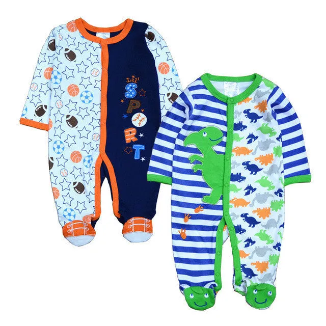 2 Pcs/lot born Baby Girl Clothes 100%Cotton Baby Girl Boy Romper Cotton Long Sleeve Unisex Infant Clothing