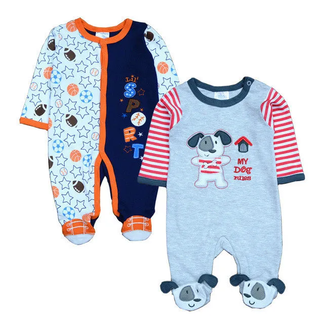 2 Pcs/lot born Baby Girl Clothes 100%Cotton Baby Girl Boy Romper Cotton Long Sleeve Unisex Infant Clothing