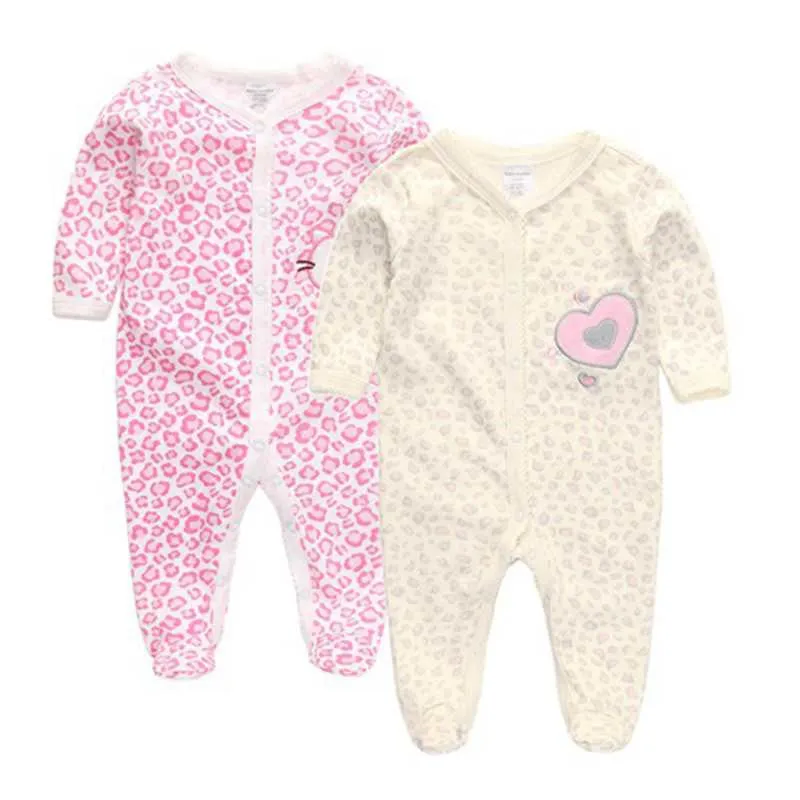 2 Pcs/lot born Baby Girl Clothes 100%Cotton Baby Girl Boy Romper Cotton Long Sleeve Unisex Infant Clothing