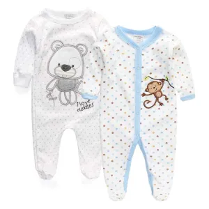 2 Pcs/lot born Baby Girl Clothes 100%Cotton Baby Girl Boy Romper Cotton Long Sleeve Unisex Infant Clothing