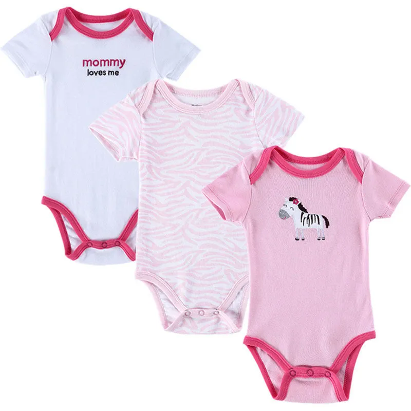 3 PCS/LOT Baby Boy Clothes born Baby Romper Set Short Sleeved Cotton Baby Romper Toddler Underwear Infant Clothing