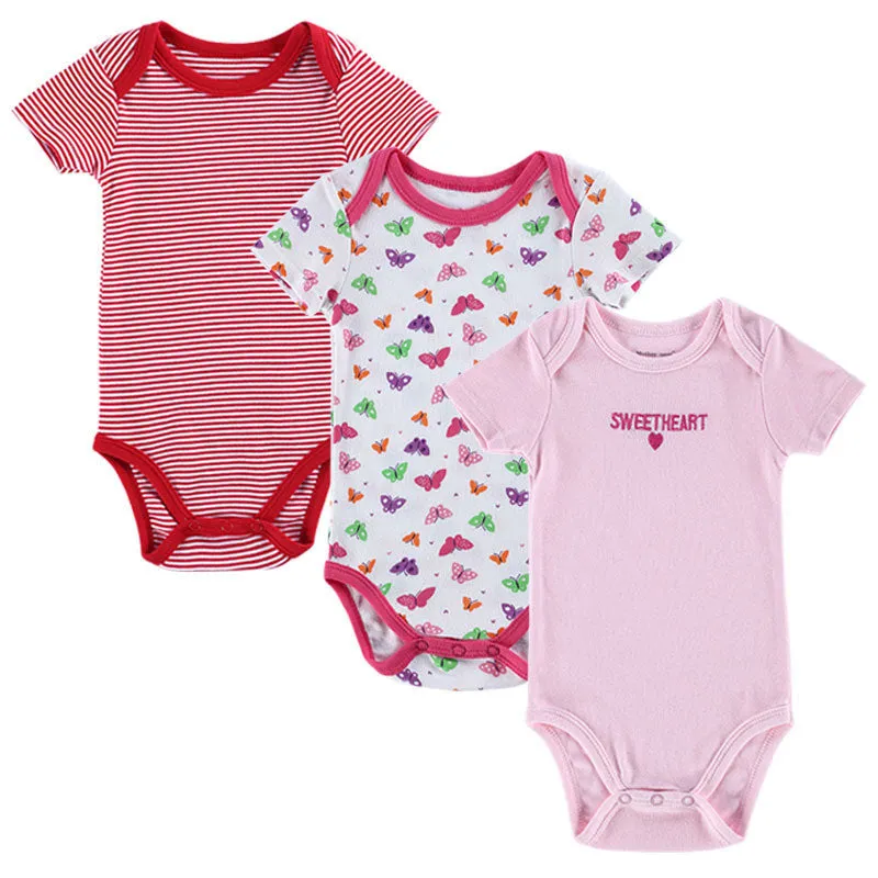 3 PCS/LOT Baby Boy Clothes born Baby Romper Set Short Sleeved Cotton Baby Romper Toddler Underwear Infant Clothing