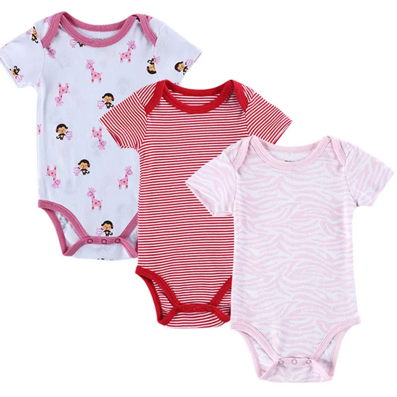 3 PCS/LOT Baby Boy Clothes born Baby Romper Set Short Sleeved Cotton Baby Romper Toddler Underwear Infant Clothing