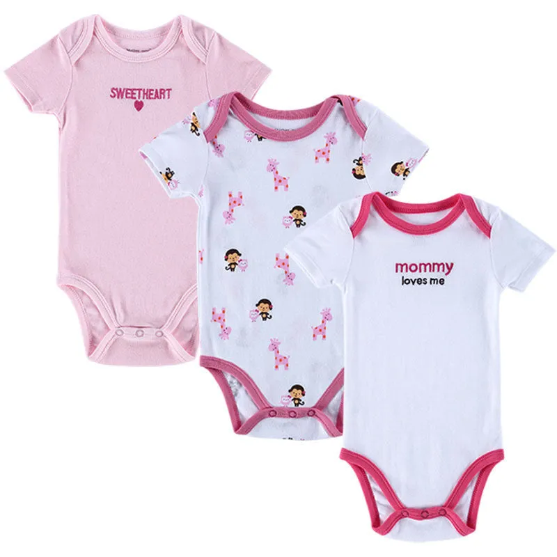 3 PCS/LOT Baby Boy Clothes born Baby Romper Set Short Sleeved Cotton Baby Romper Toddler Underwear Infant Clothing