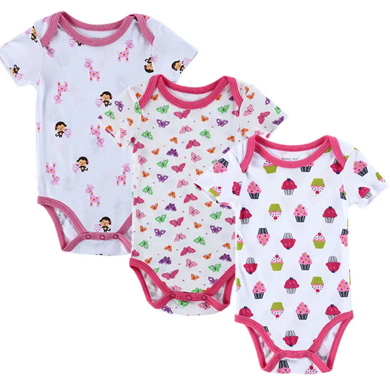 3 PCS/LOT Baby Boy Clothes born Baby Romper Set Short Sleeved Cotton Baby Romper Toddler Underwear Infant Clothing