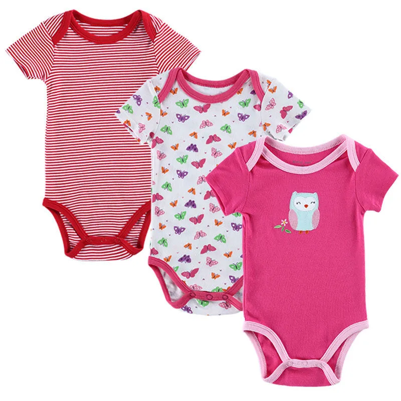 3 PCS/LOT Baby Boy Clothes born Baby Romper Set Short Sleeved Cotton Baby Romper Toddler Underwear Infant Clothing