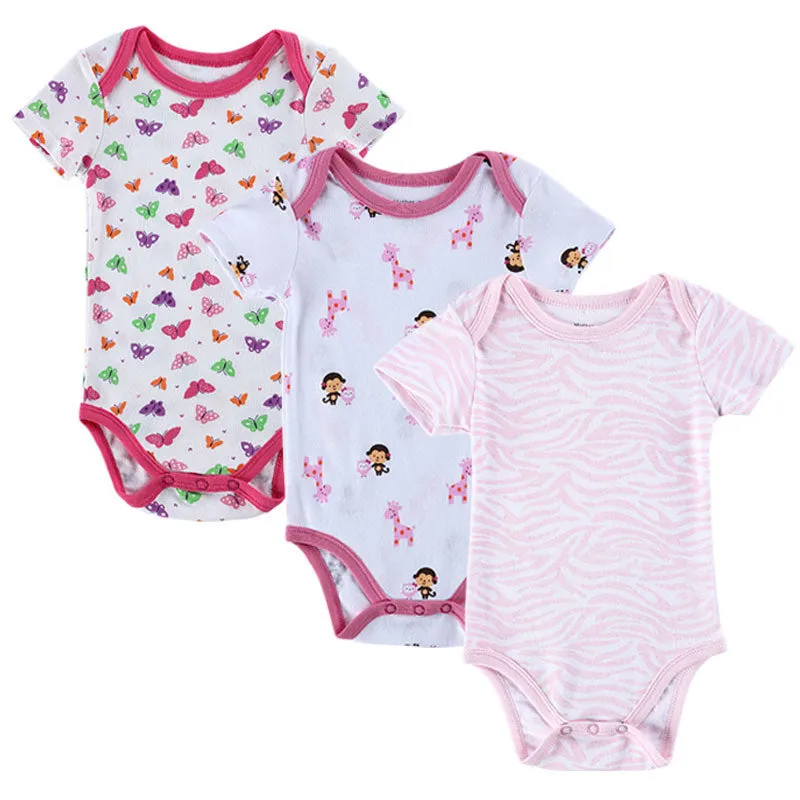 3 PCS/LOT Baby Boy Clothes born Baby Romper Set Short Sleeved Cotton Baby Romper Toddler Underwear Infant Clothing
