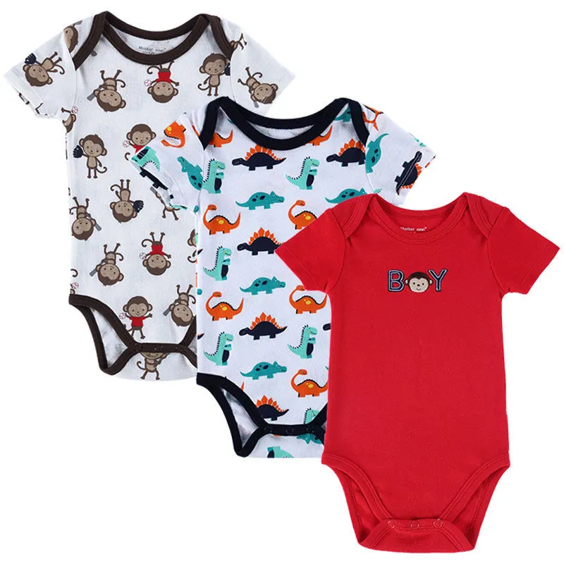 3 PCS/LOT Baby Boy Clothes born Baby Romper Set Short Sleeved Cotton Baby Romper Toddler Underwear Infant Clothing