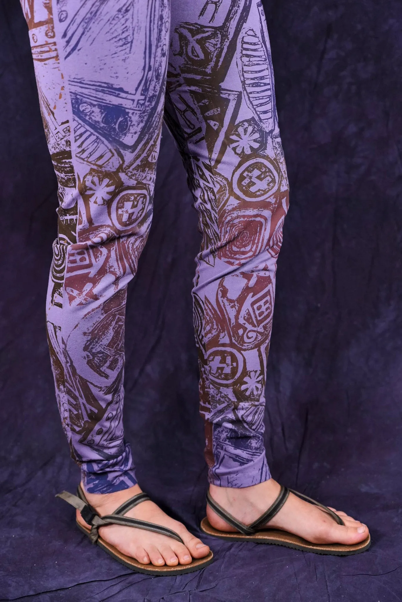 3136 Block Print Legging Violet-P