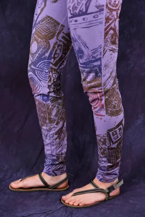 3136 Block Print Legging Violet-P