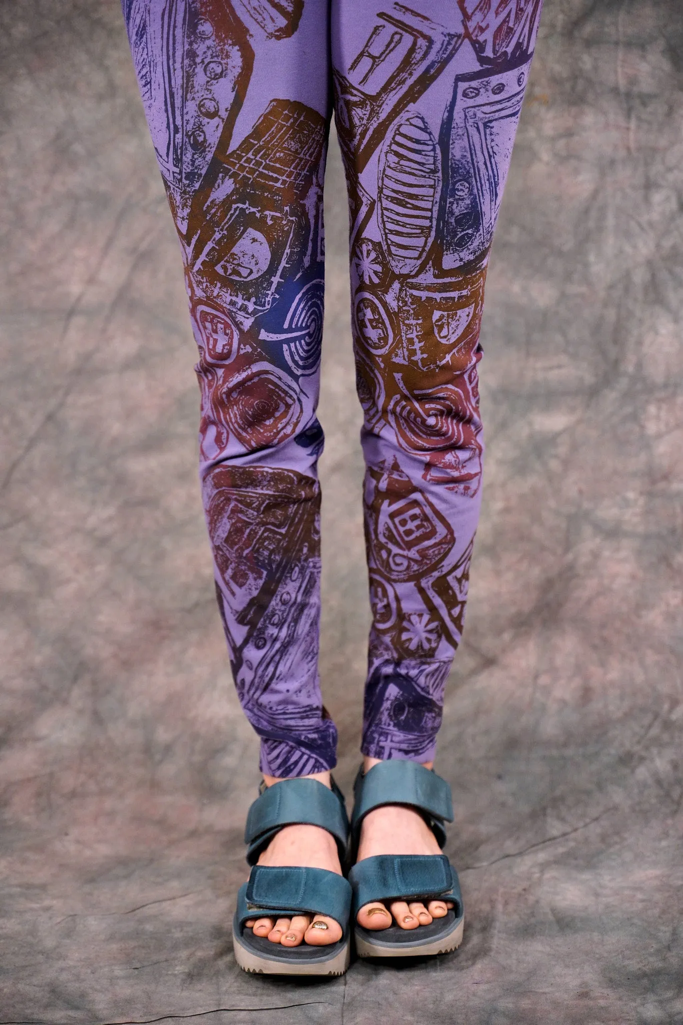 3136 Block Print Legging Violet-P