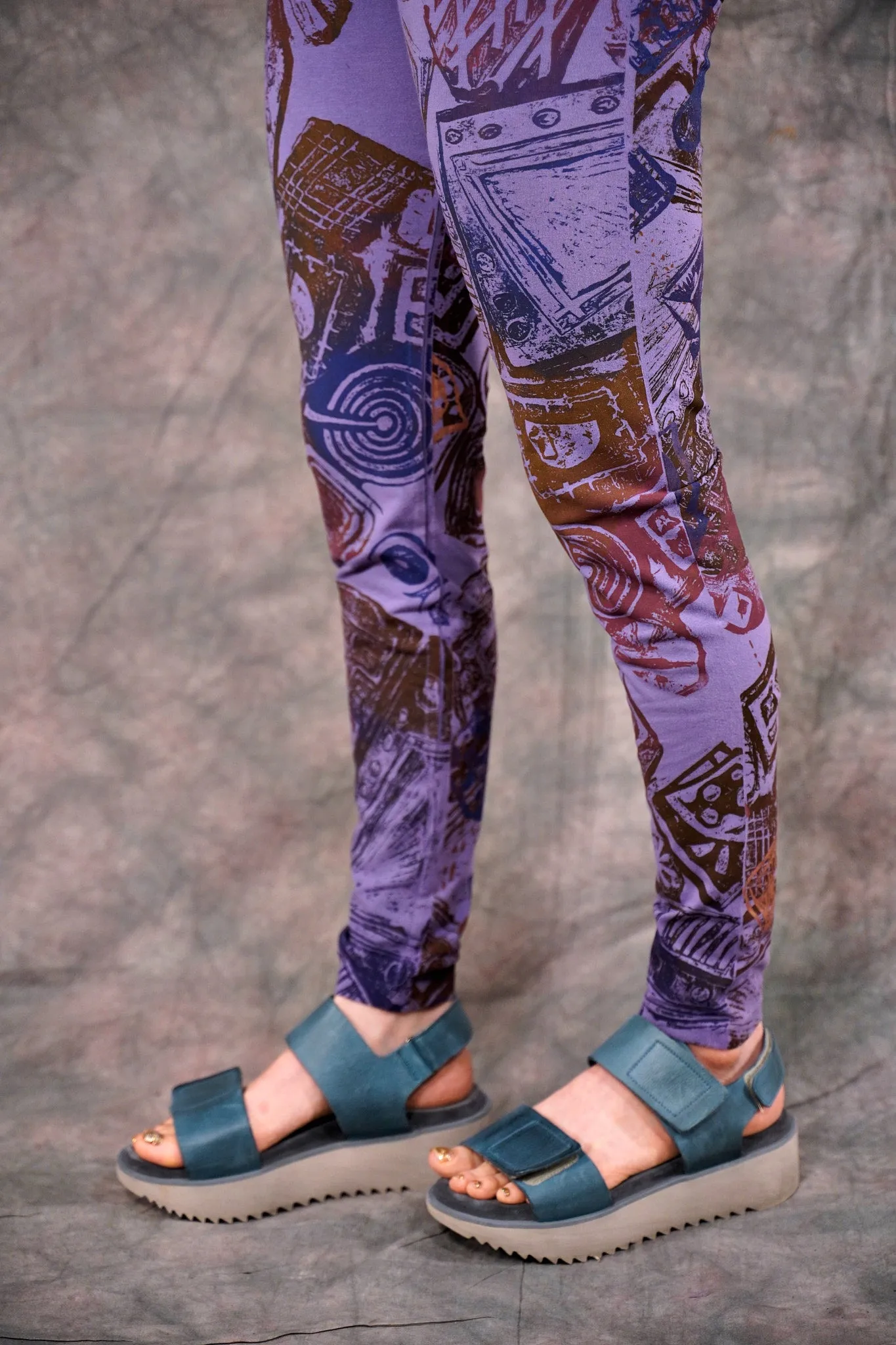 3136 Block Print Legging Violet-P