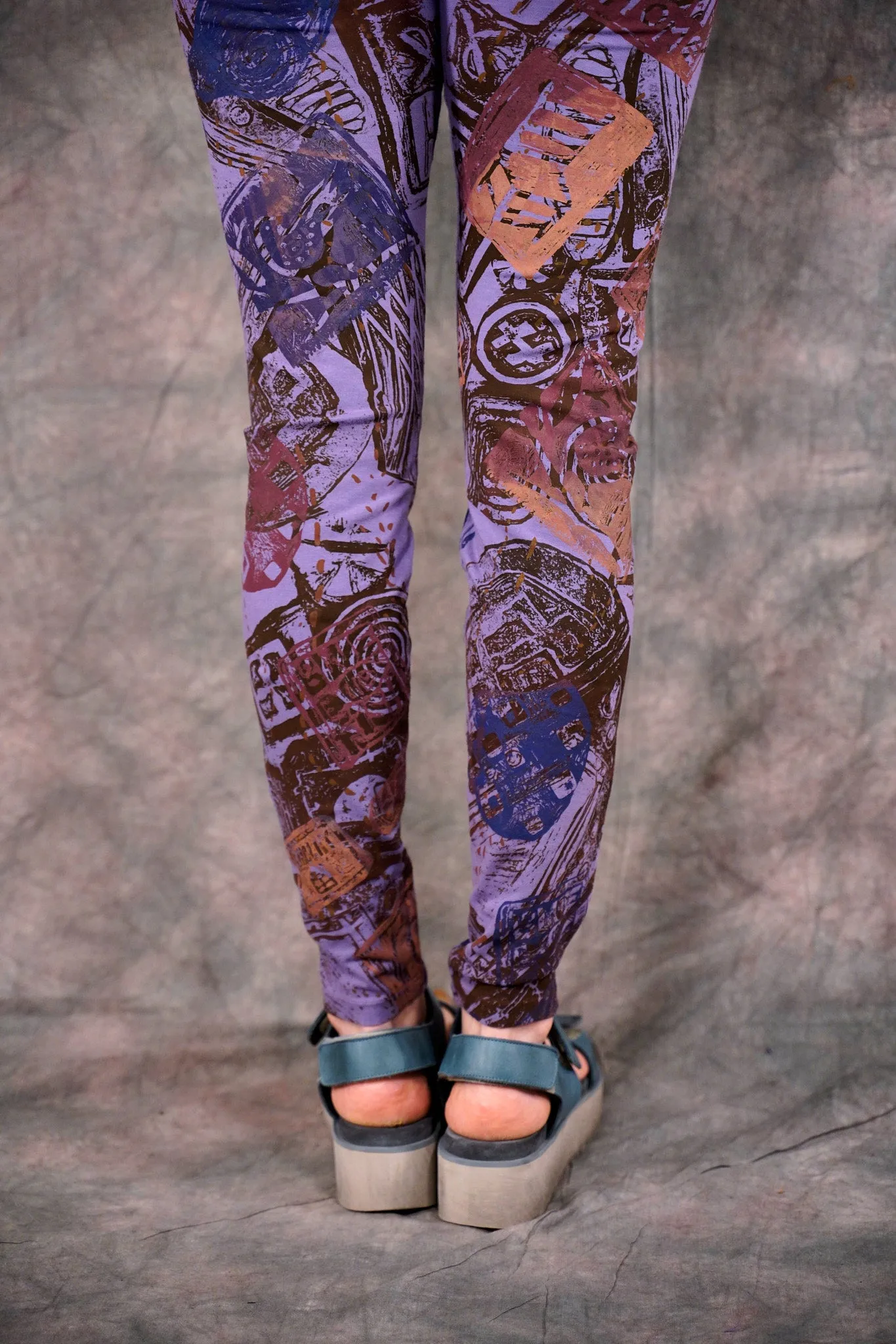 3136 Block Print Legging Violet-P