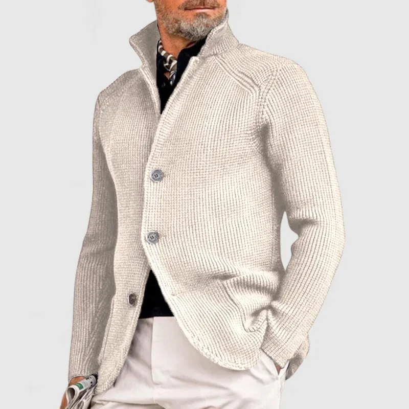 Alec | Men's Ribbed Knit Cardigan | Button-Up