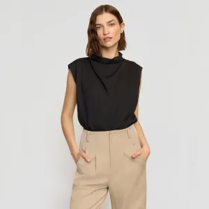Allegra Gathered-Neck Sleeveless Blouse