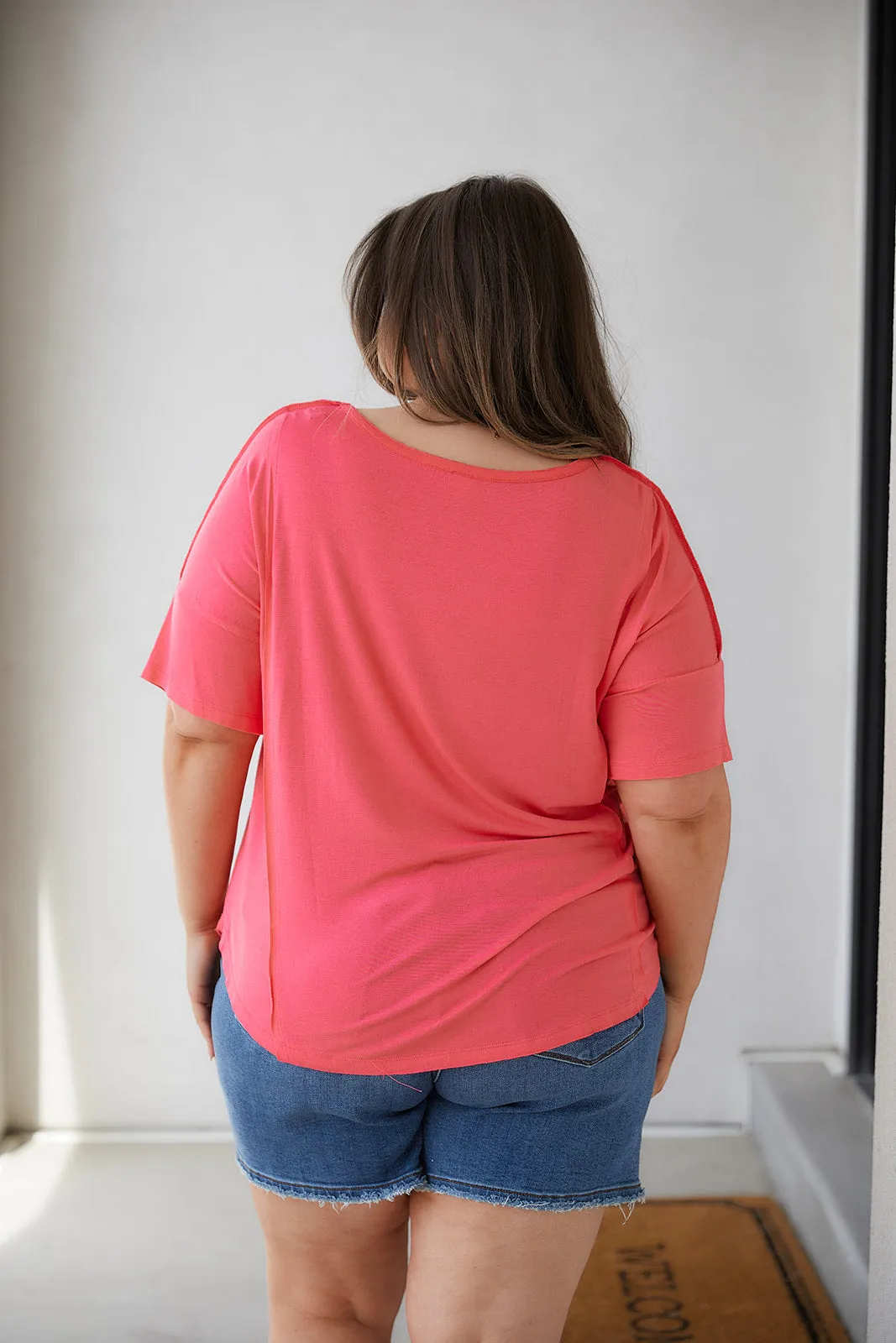 Always Mine Scoop Neck Top in Coral
