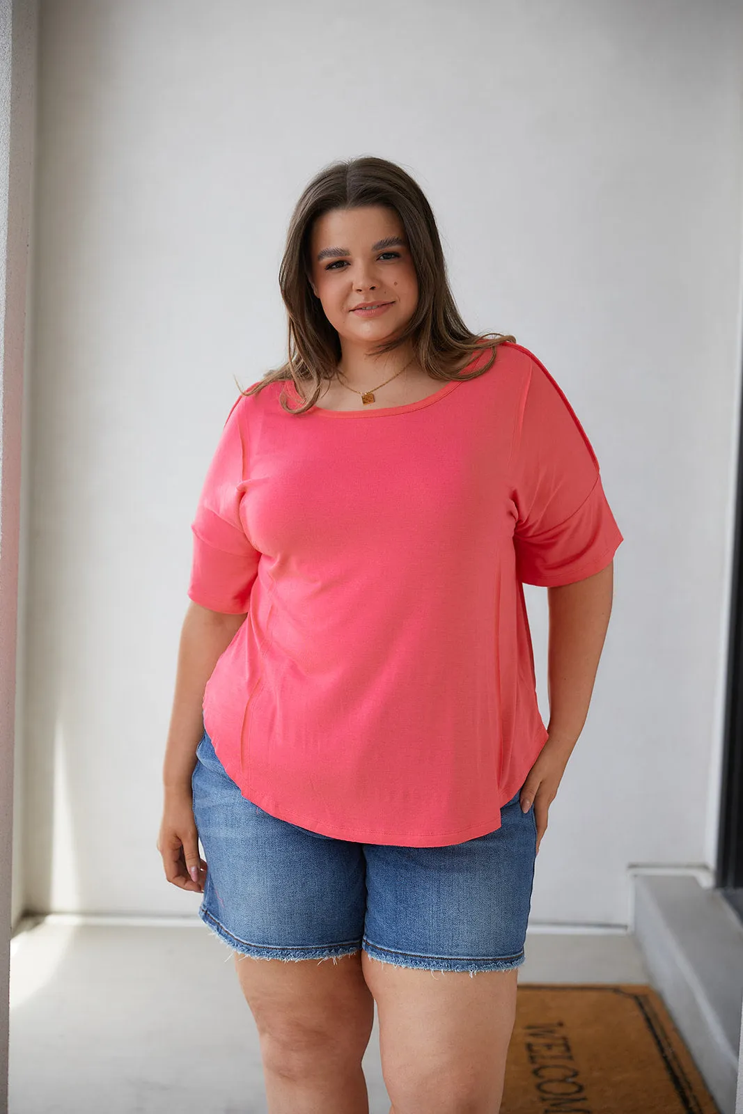 Always Mine Scoop Neck Top in Coral