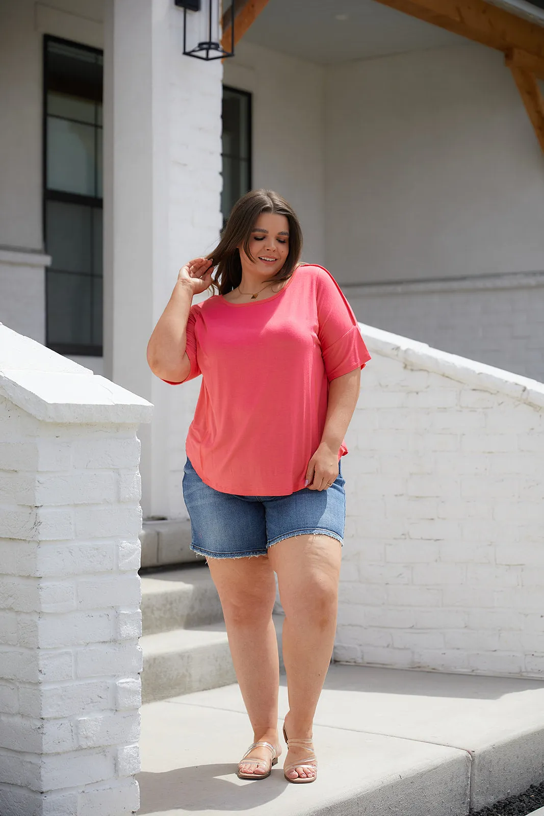 Always Mine Scoop Neck Top in Coral