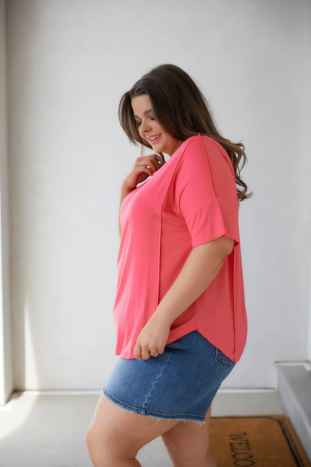 Always Mine Scoop Neck Top in Coral