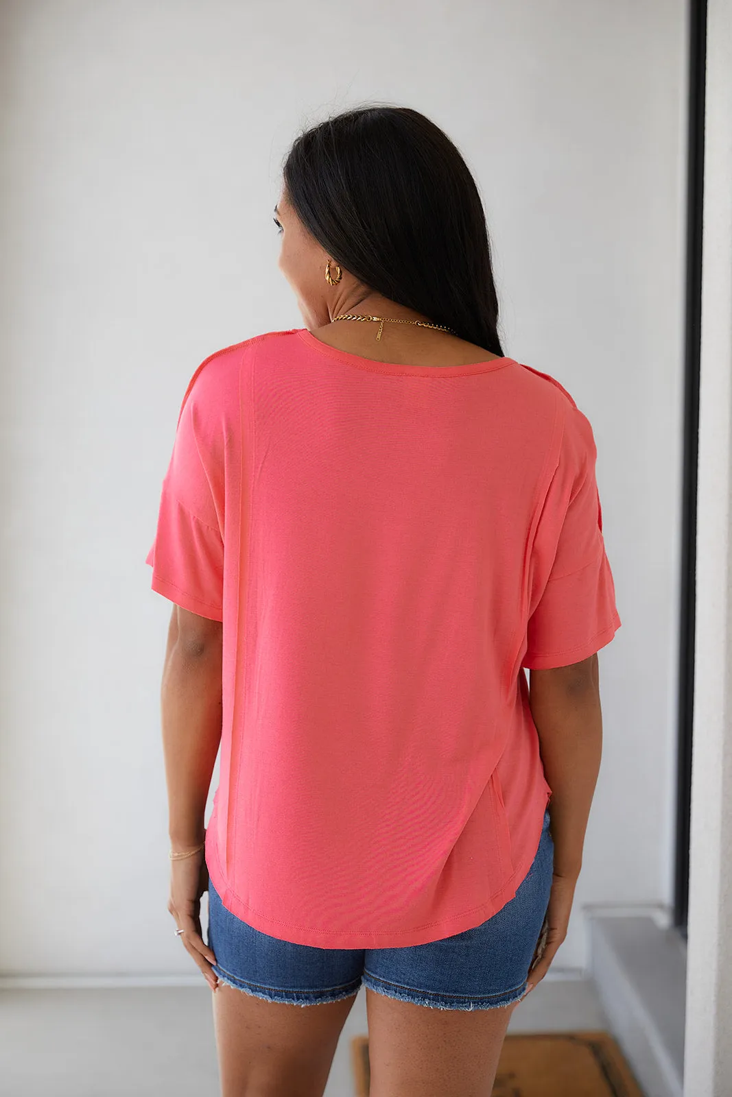 Always Mine Scoop Neck Top in Coral