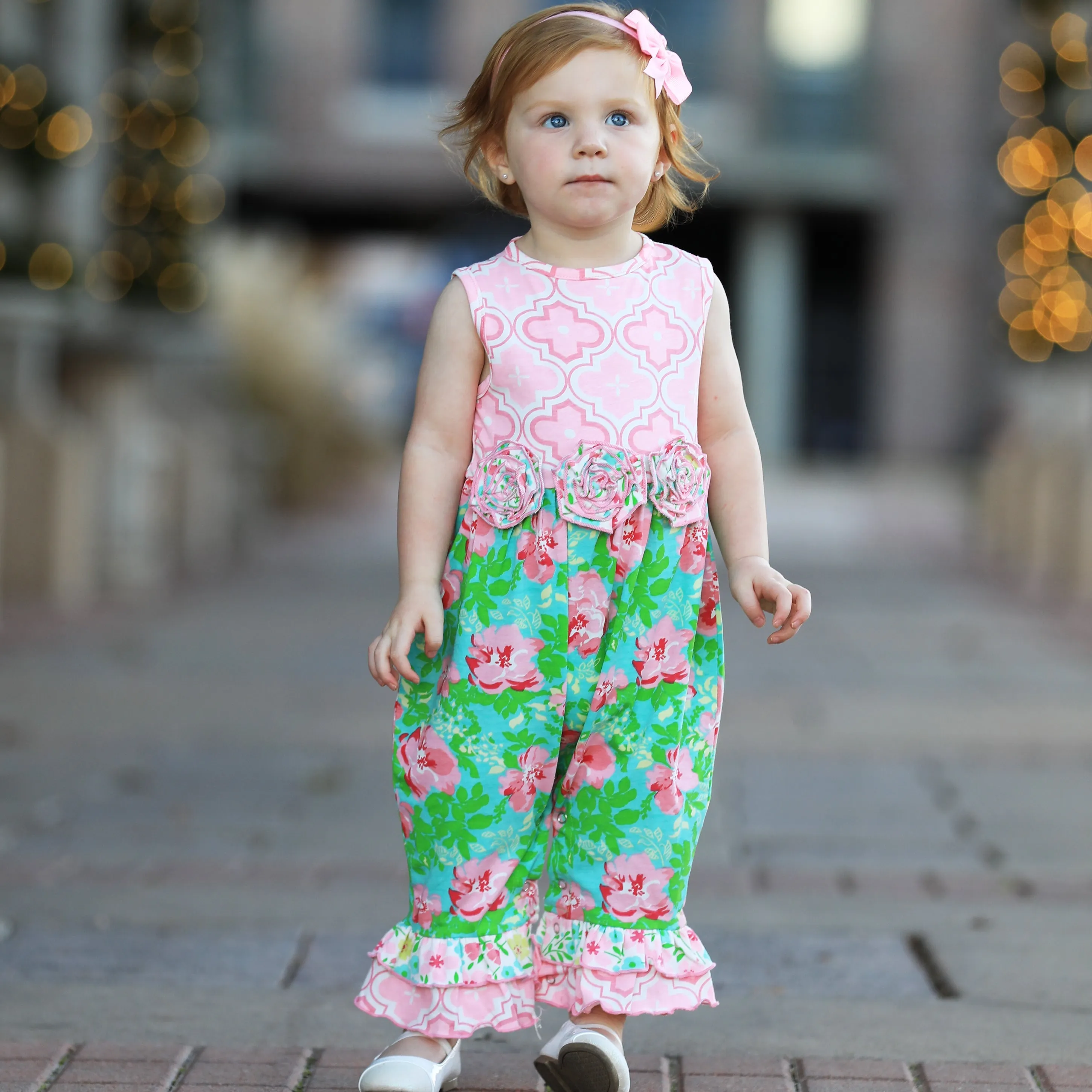 AnnLoren Rose Floral Baby Girls' Romper Toddler Jumpsuit Summer