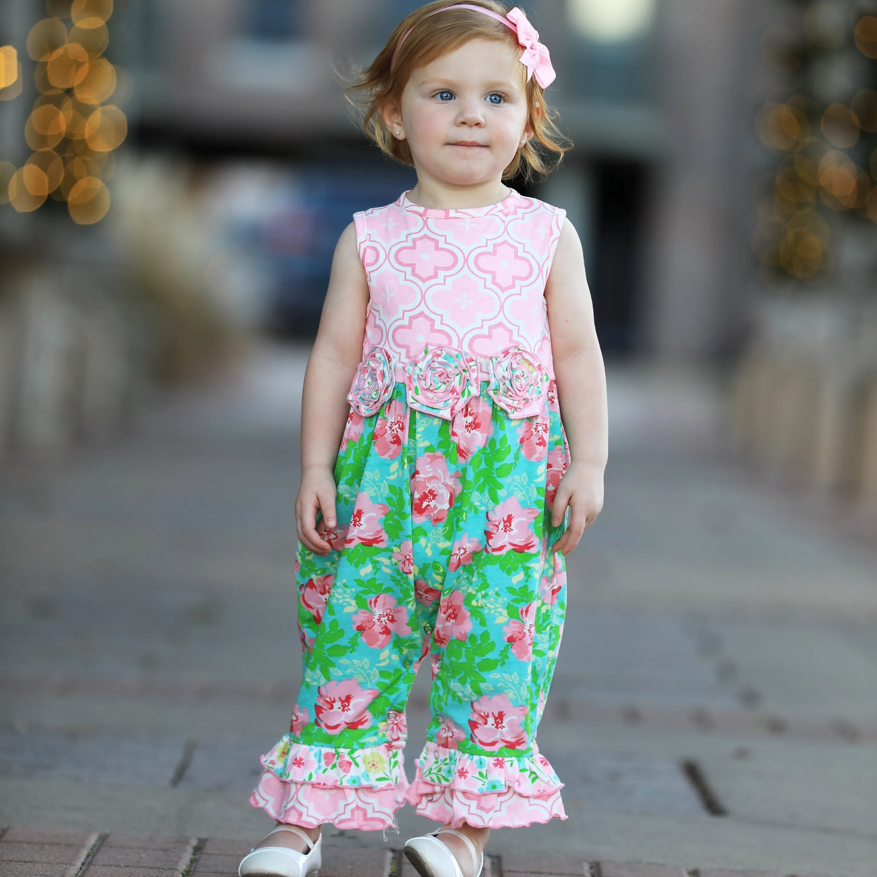 AnnLoren Rose Floral Baby Girls' Romper Toddler Jumpsuit Summer