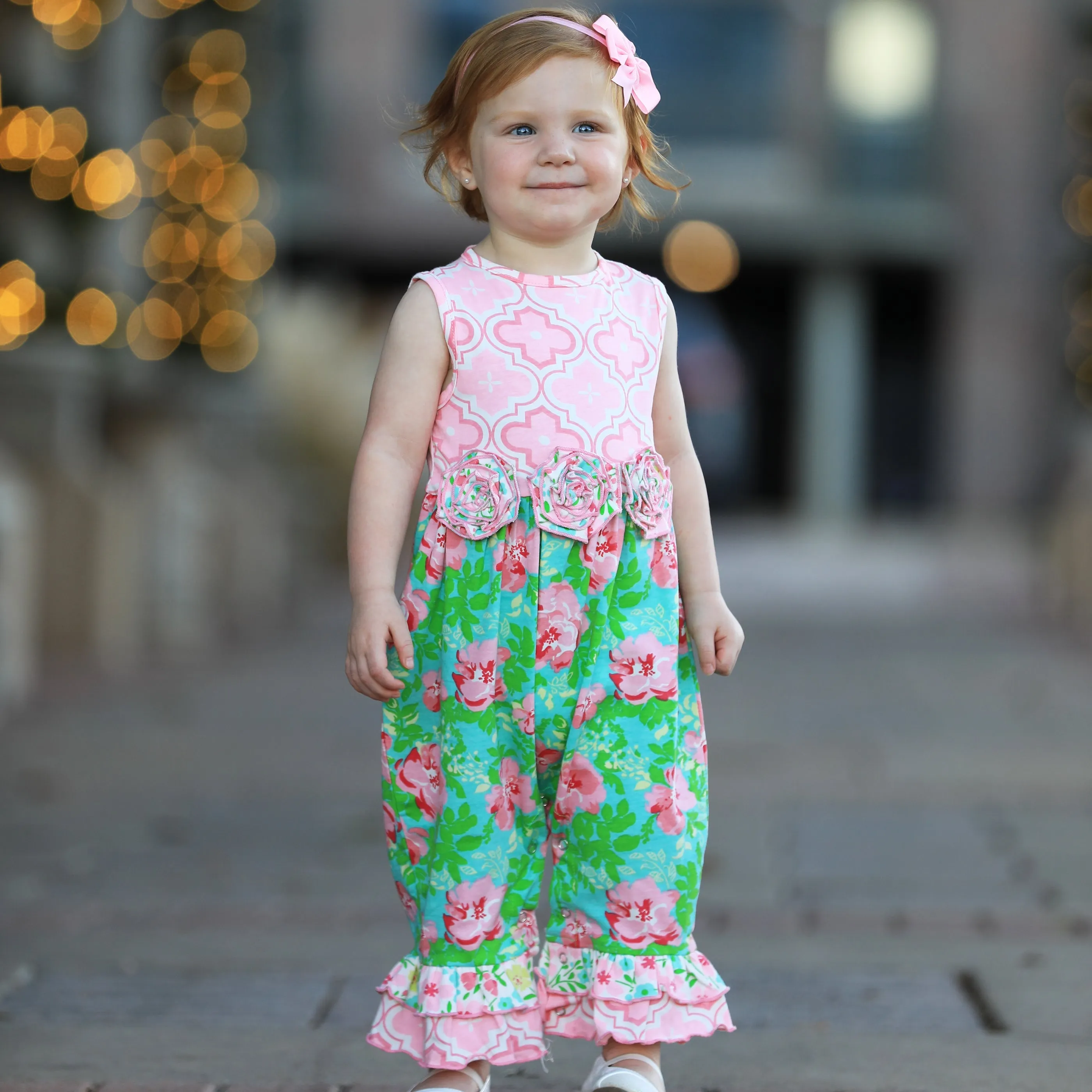 AnnLoren Rose Floral Baby Girls' Romper Toddler Jumpsuit Summer