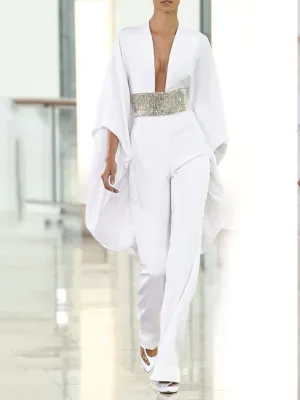 Autumn Dress Sexy Deep V Slim Jumpsuit