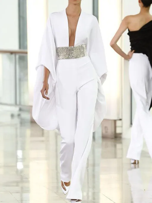 Autumn Dress Sexy Deep V Slim Jumpsuit