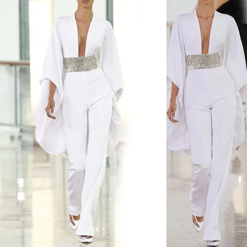 Autumn Dress Sexy Deep V Slim Jumpsuit