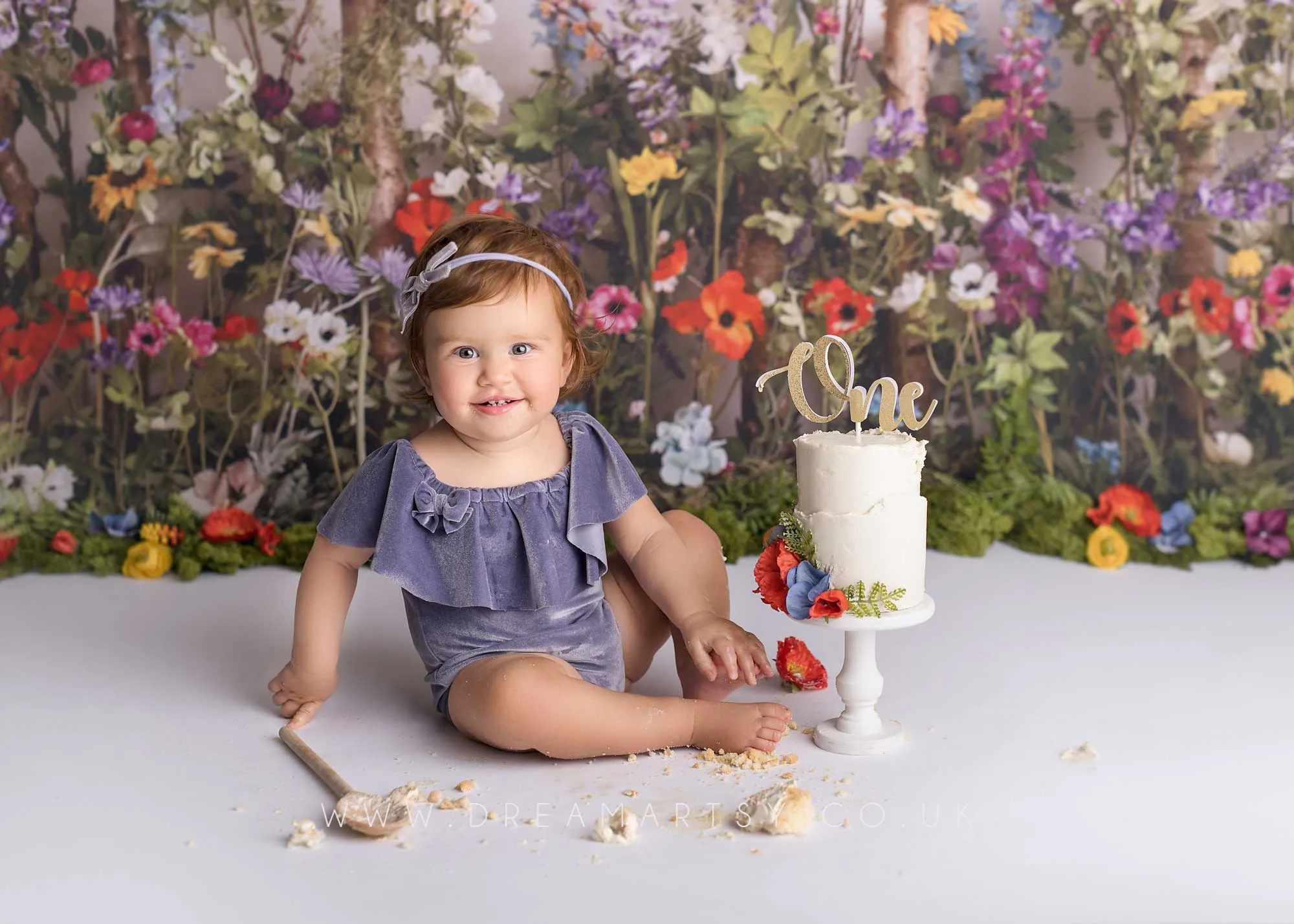Baby 9-12 months size girl velvet romper, frilly, lavender, Made to order