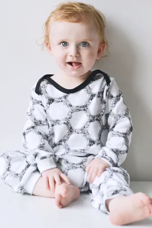 Baby & Toddler Romper - Hexagon Design White