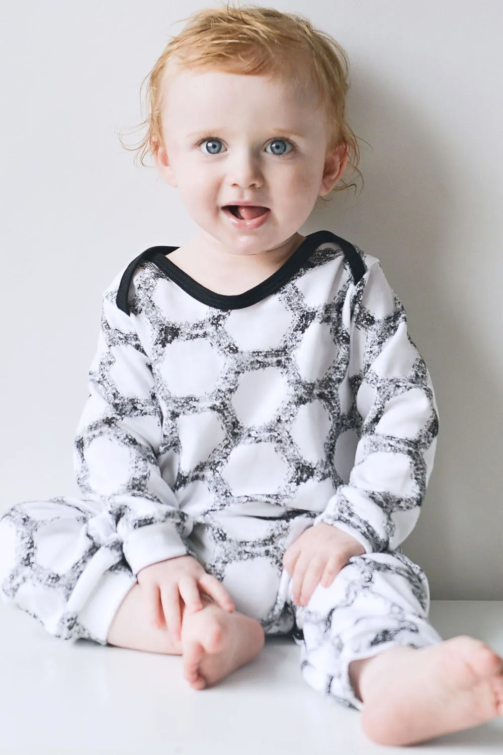 Baby & Toddler Romper - Hexagon Design White