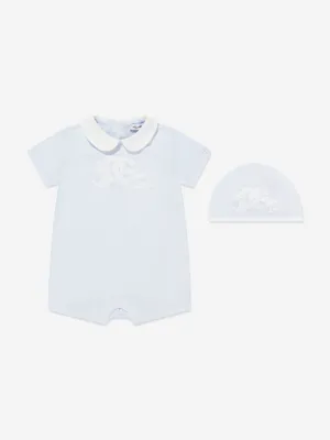 Baby Boys Logo Romper Set in Blue