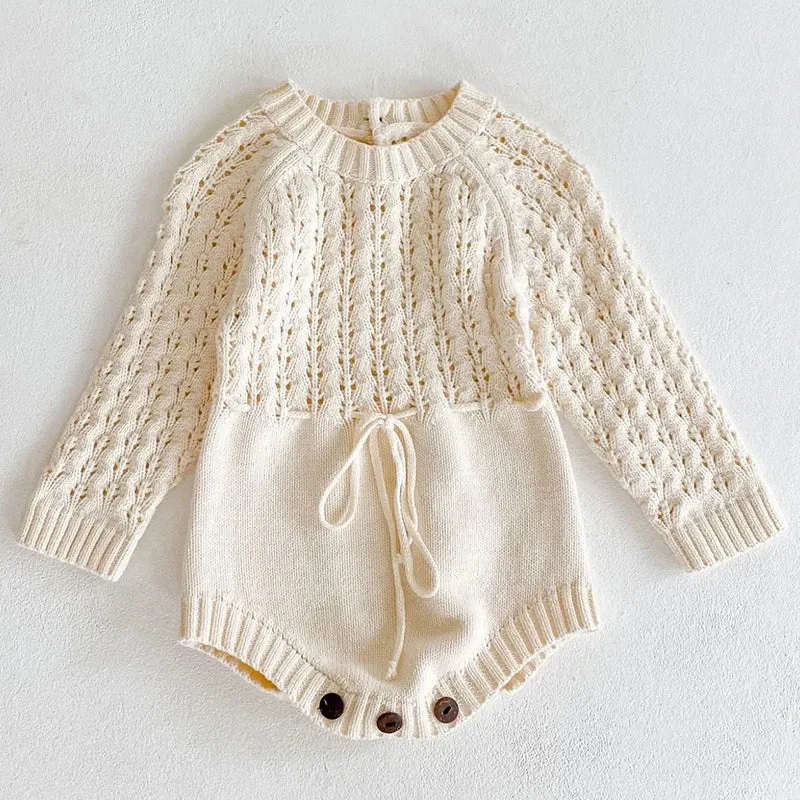 Baby Clothes Girls Romper Autumn Long Sleeve Baby Girl Knit Hollow Out Rompers Baby Jumpsuit Baby Clothes