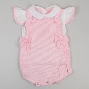 Baby Girls Pink Striped Dungarees