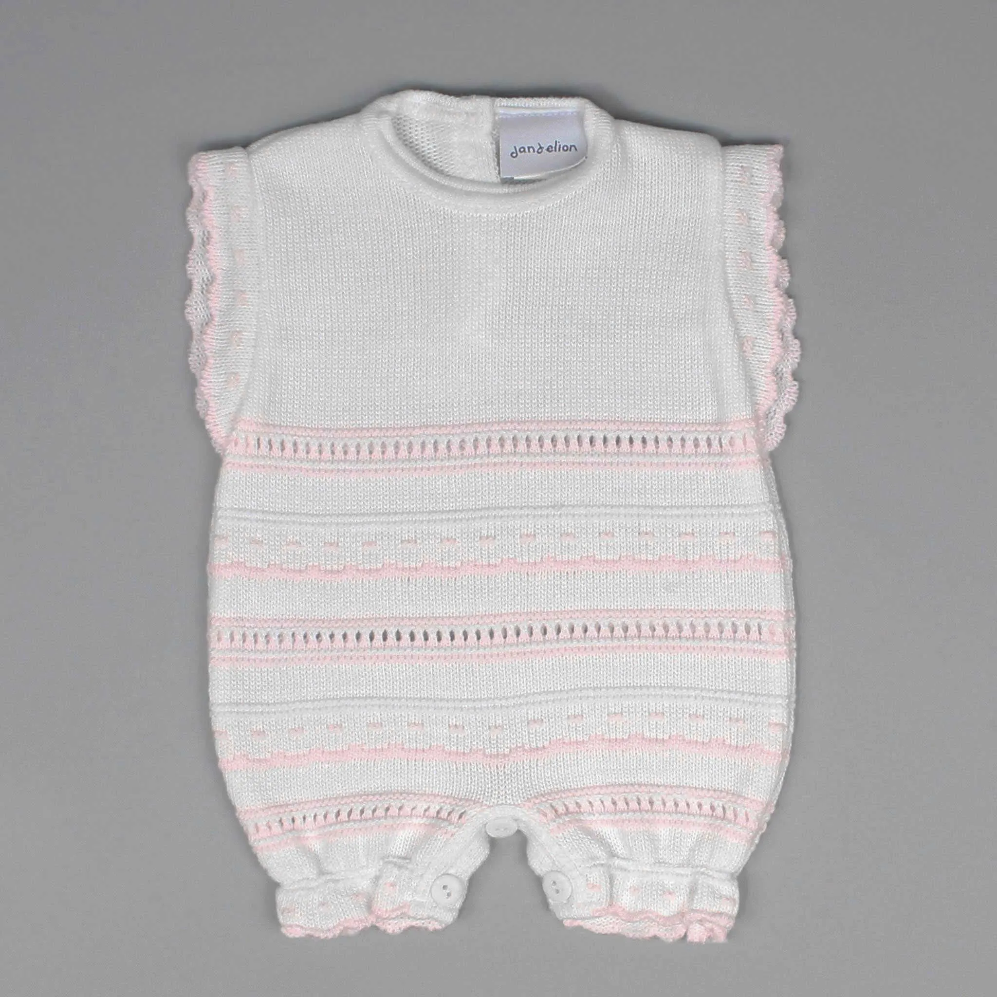 Baby Girls White and Pink Knitted Romper