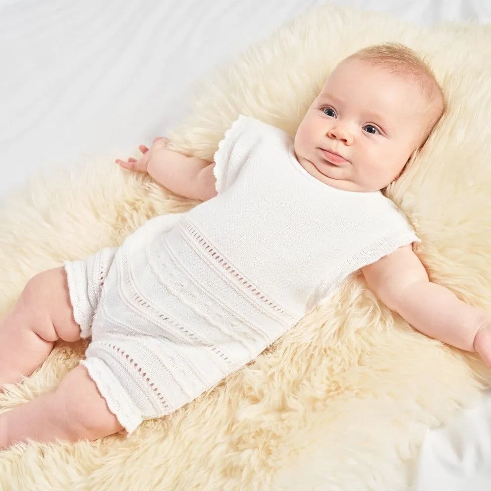 Baby Girls White and Pink Knitted Romper