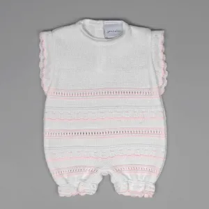 Baby Girls White and Pink Knitted Romper
