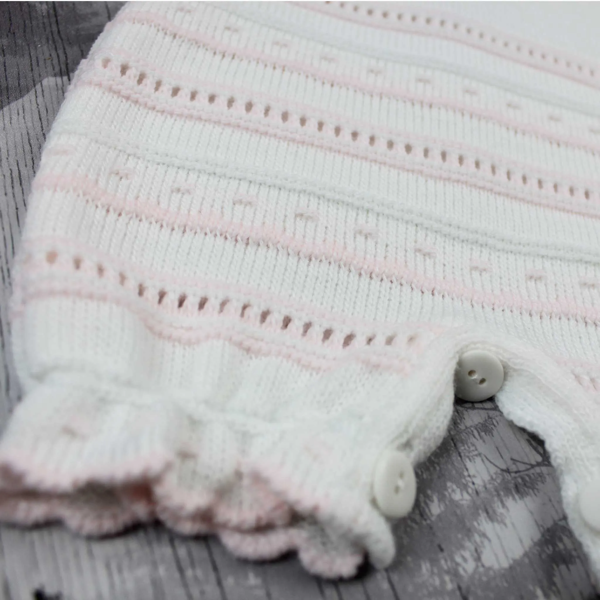 Baby Girls White and Pink Knitted Romper