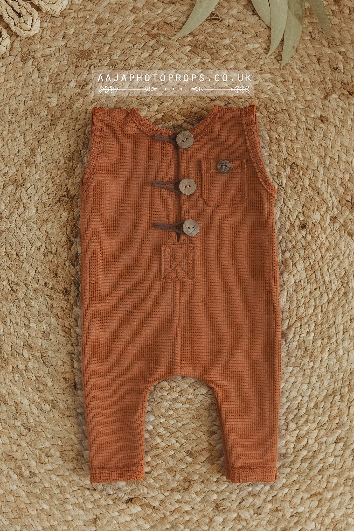 Baby newborn sleeveless romper, burnt orange, rust, RTS