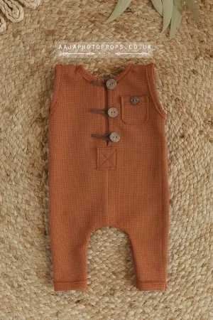Baby newborn sleeveless romper, burnt orange, rust, RTS