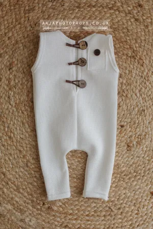 Baby newborn sleeveless romper, Cream, made to order