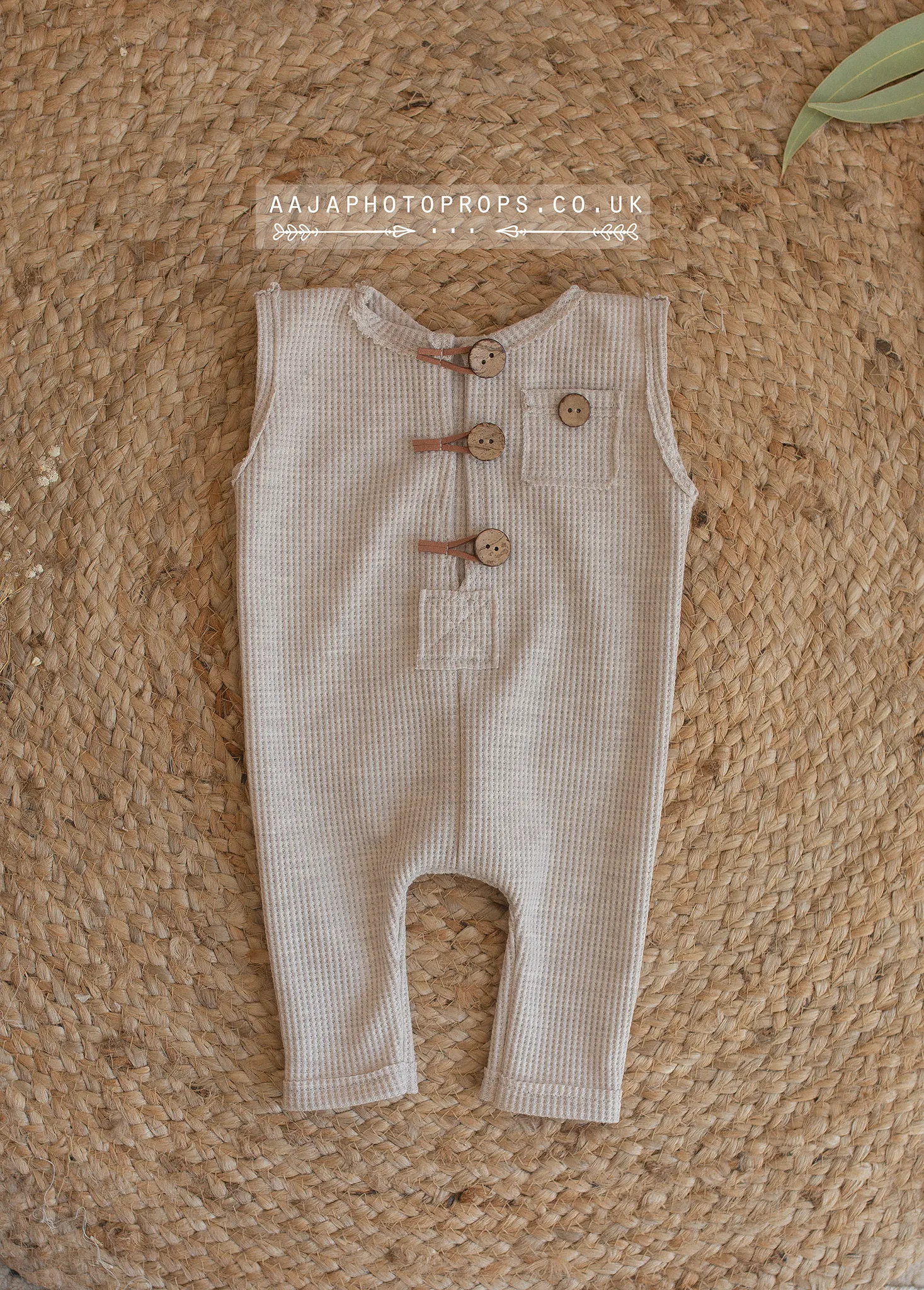 Baby newborn sleeveless romper, oatmeal, made to order