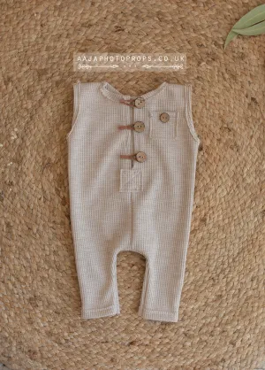 Baby newborn sleeveless romper, oatmeal, made to order