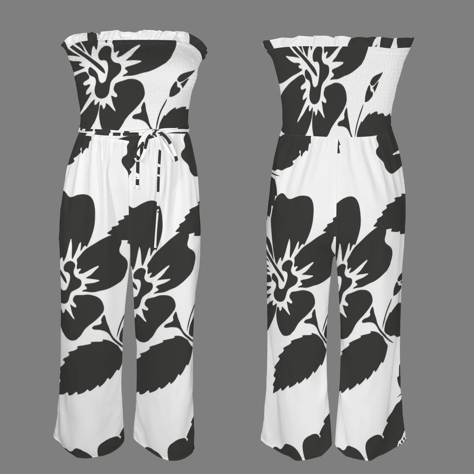 Bandeau Tie Waist Long Jumpsuit