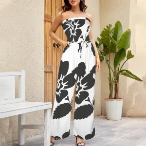 Bandeau Tie Waist Long Jumpsuit